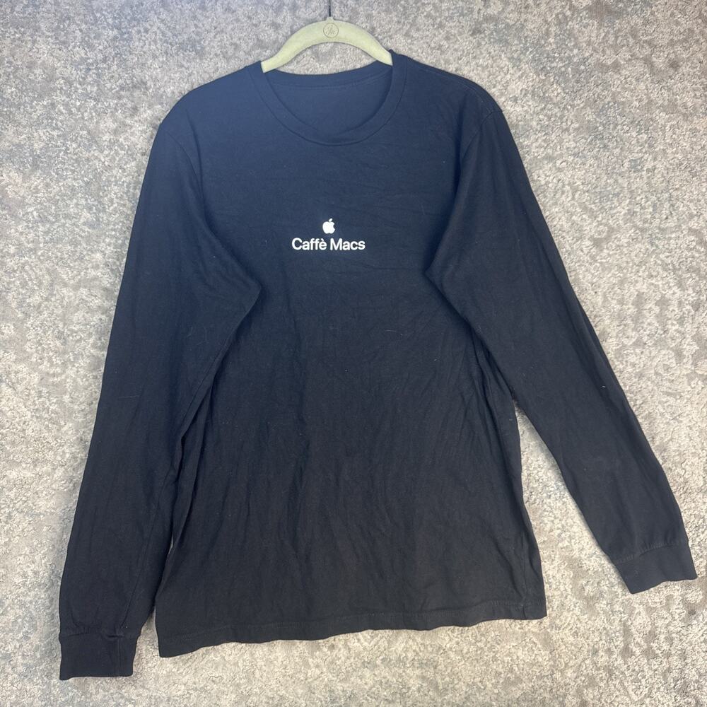 Bella Canvas Apple Caffe Macs Employee Shirt Tee Medium Black Cupertino Tech